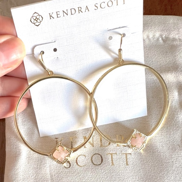 Kendra Scott Jewelry - Kendra Scott Elberta Rose Quartz Hoop Earrings
